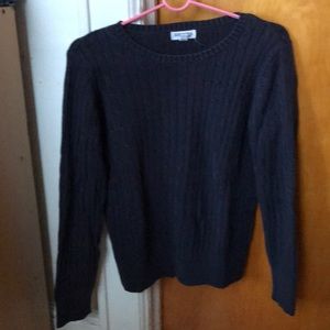 Women’s St. John’s Bay Navy Cable Crew Neck Sweater Size L Fall Winter